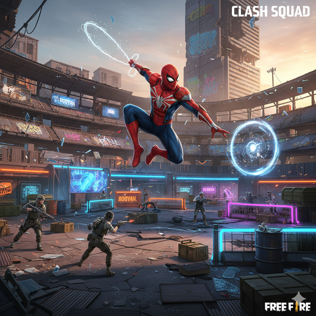 What If Spider Man Swings into the Free Fire’s Clash Squad Arena